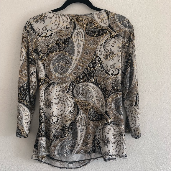 Dress Barn Black and Gold Paisley Blouse - Picture 7 of 8